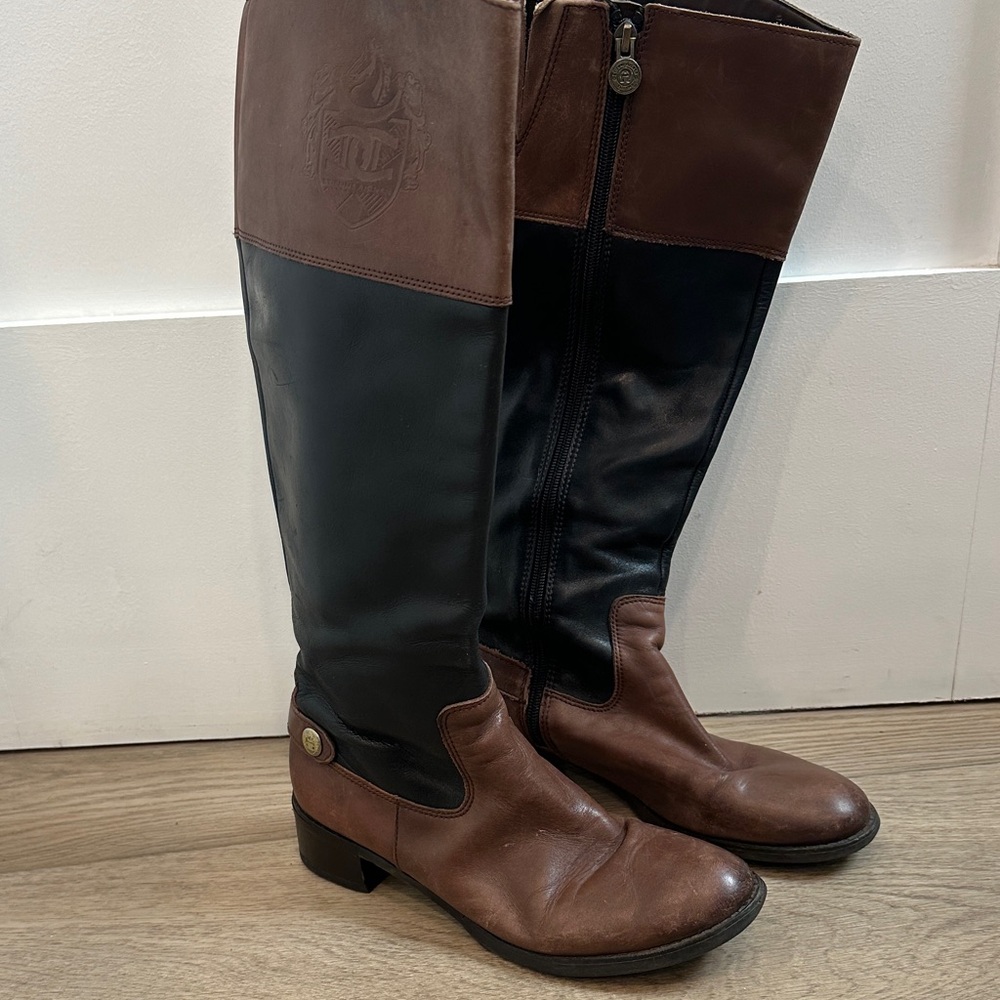 Etienne Aigner Two-Tone Leather Boots